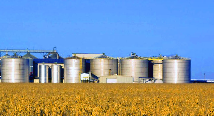 Fall Cornfield with Ethanol Biorefinery in the Background